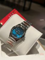 High Quality Replica OMEGA Constellation Collection Silver strap Different Colors Face Dial Silver Ceramic Bezel Lady Watch 28mm